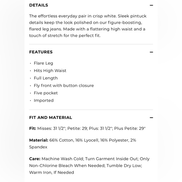 Talbots Crisp White Flare Leg Jeans -Size 12P - Picture 10 of 10